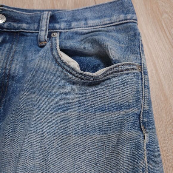 Uniqlo Selvedge Jeans Mens 33x34(35x34) Blue Light Wash Kaihara Slim Straight - Picture 9 of 14